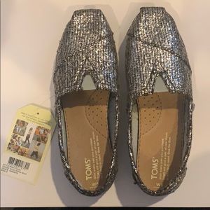 TOMS Classic Silver Glitter Wool - Size 6